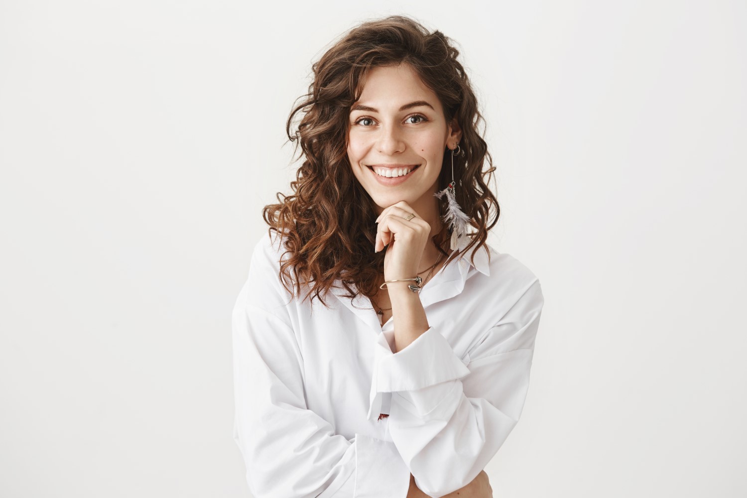 Cute happy european woman